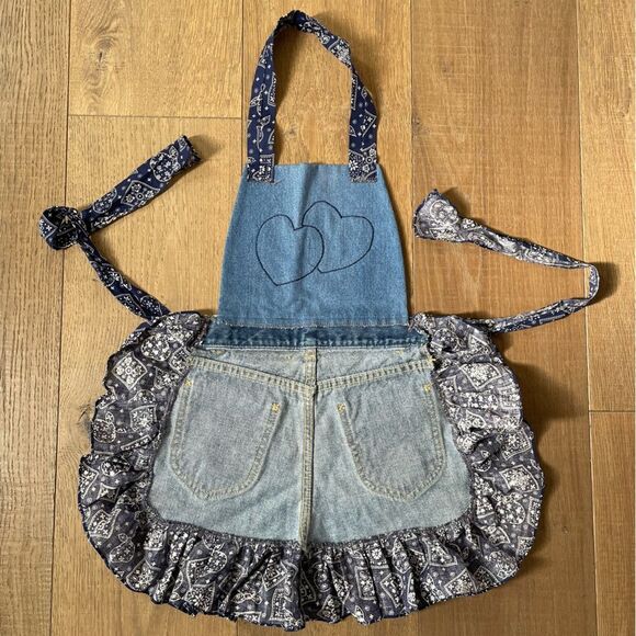 Cute Handmade Jeans Denims Apron Chef Cooking Baking Gardening Painting DIY - Picture 4 of 5